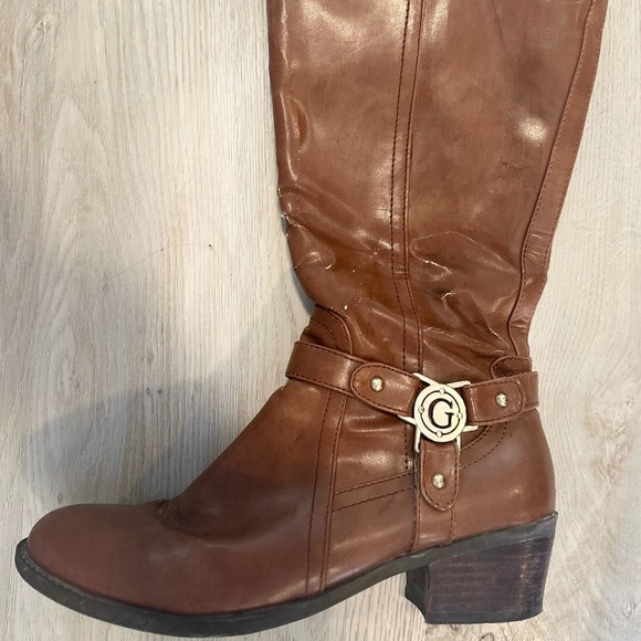 GUESS Tall Faux Leather Knee Boots Sz 8.5 Shoe Booties Boot Shoes - Picture 2 of 11